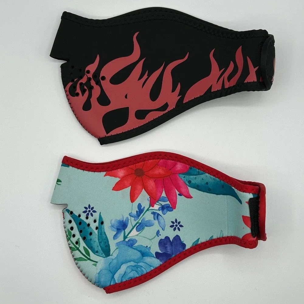 BUNDLE His Hers 2 Face Masks Flames Floral Reusable Breathable Adult Biker NWOT